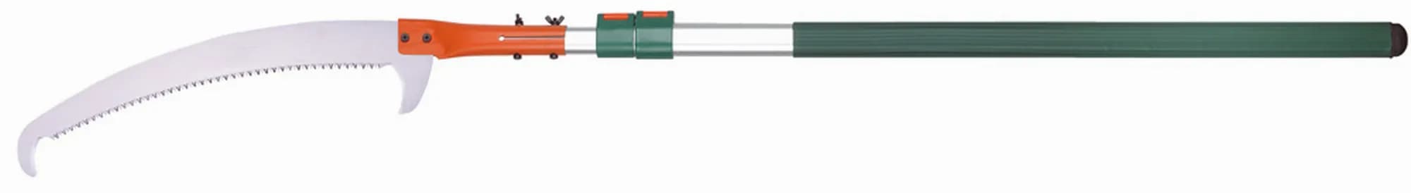 Ножівка садова MASTERTOOL з телескопічною алюмінієвою штангою 2,37–5,0 м, полотно 470 мм, 6 TPI, загартовані зубці 14-6905