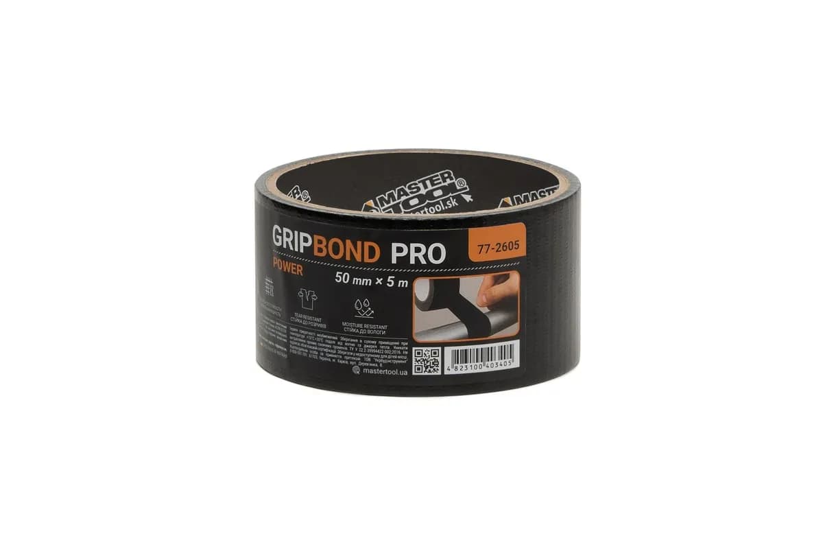 Стрічка армована MASTERTOOL GripBond Pro Power t 80°C 50 мм×5 м чорна 77-2605