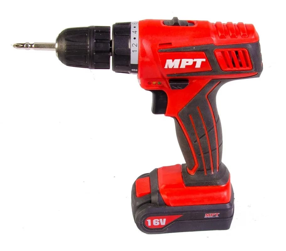 Дриль-шурупокрут MPT акумуляторний 16V Li-ion 1.5 А·год 2 швидкості 0-400/1450 об/хв 10 мм 2 АКБ кейс MCDT1626.B2 - зображення 1