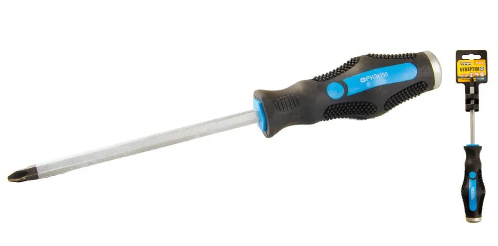 Викрутка ударна хрестова магнітна MASTERTOOL PH3х150 мм ручка з TPR покриттям 49-5315 - зображення 1