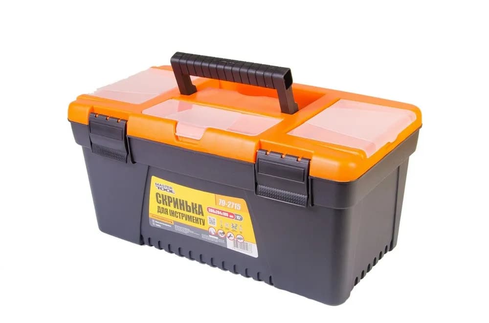 Скриня для інструментів MASTERTOOL з пластиковими замками органайзери 15" 380х204х180 мм 79-2715