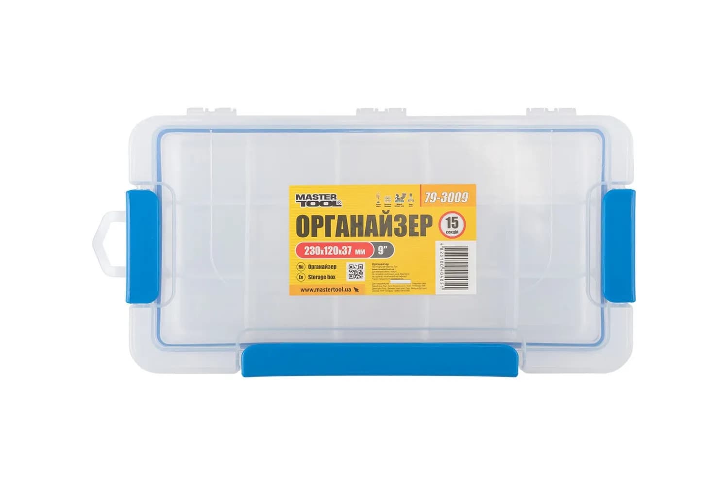 Органайзер герметичний MASTERTOOL 9'' 230х120х37 мм 15 секцій 79-3009 - зображення 1