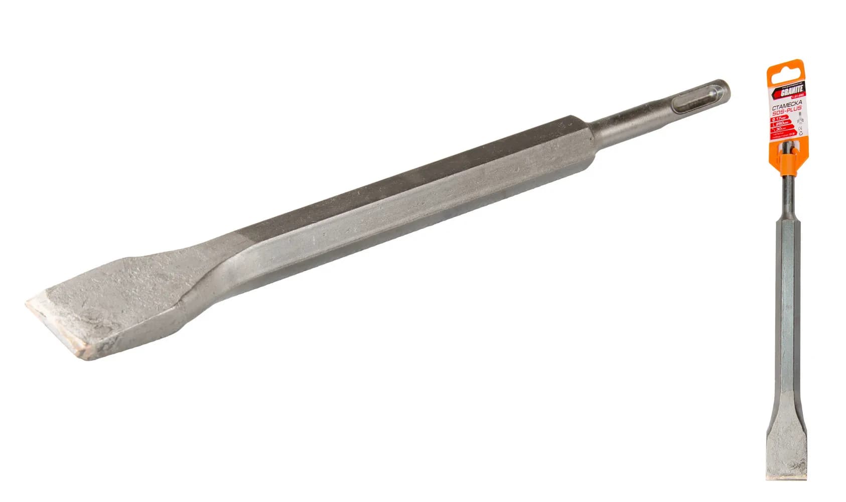 Зубило плоске GRANITE SDS-plus 250 x 30 x 17 мм з побідитовою напайкою 1-31-250
