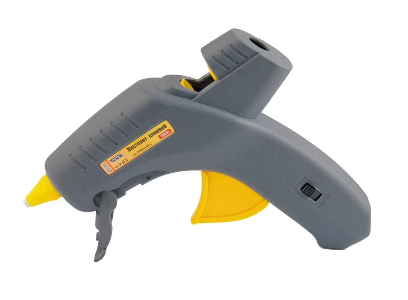 Пістолет клейовий MASTERTOOL Ø 11.2 мм 100 Вт/220 В/50 Гц 16-28 г/хв "Крапля-Стоп" з вимикачем 42-0510 - зображення 1