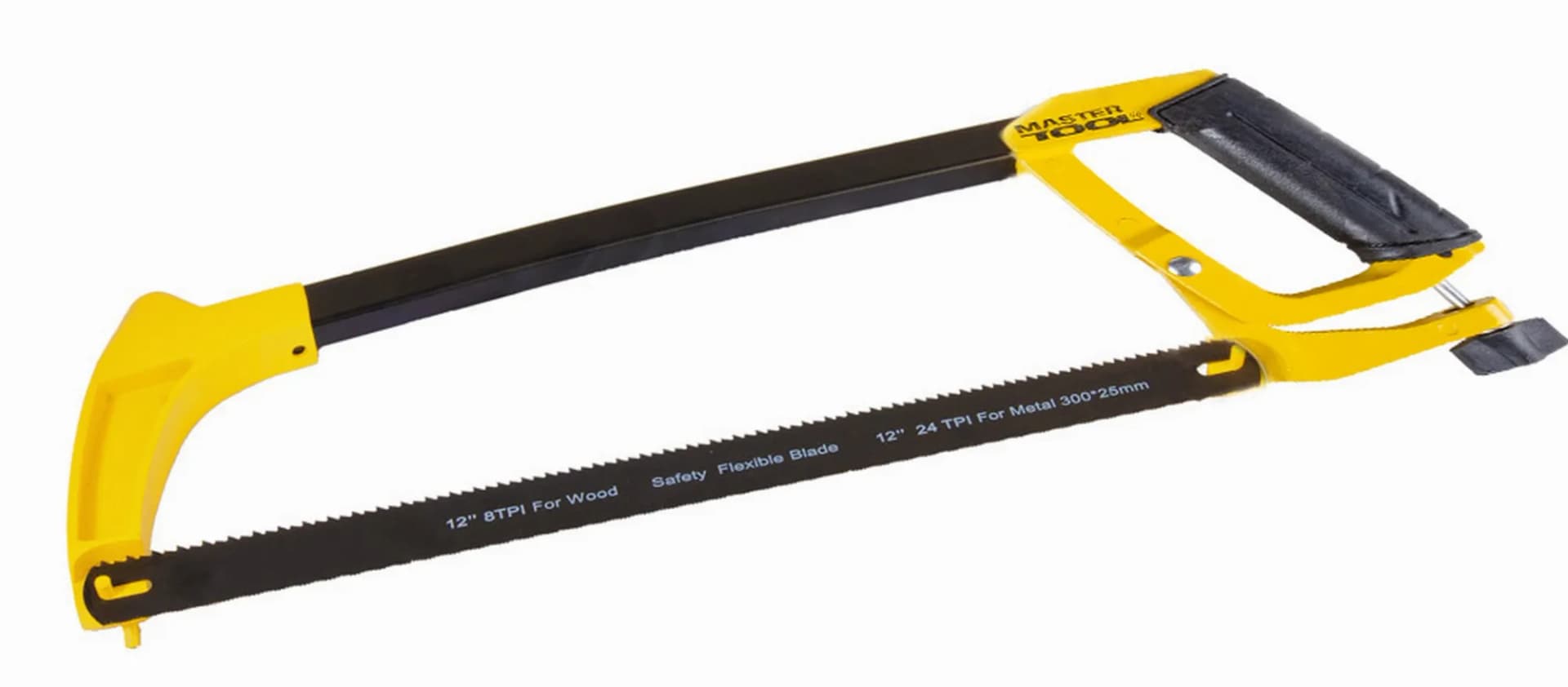 Ножівка по металу MASTERTOOL 300 мм алюмінієва рукоять кут нахилу полотна 45-90° flex полотно 25 мм 8/24TPI 14-2136 - зображення 1