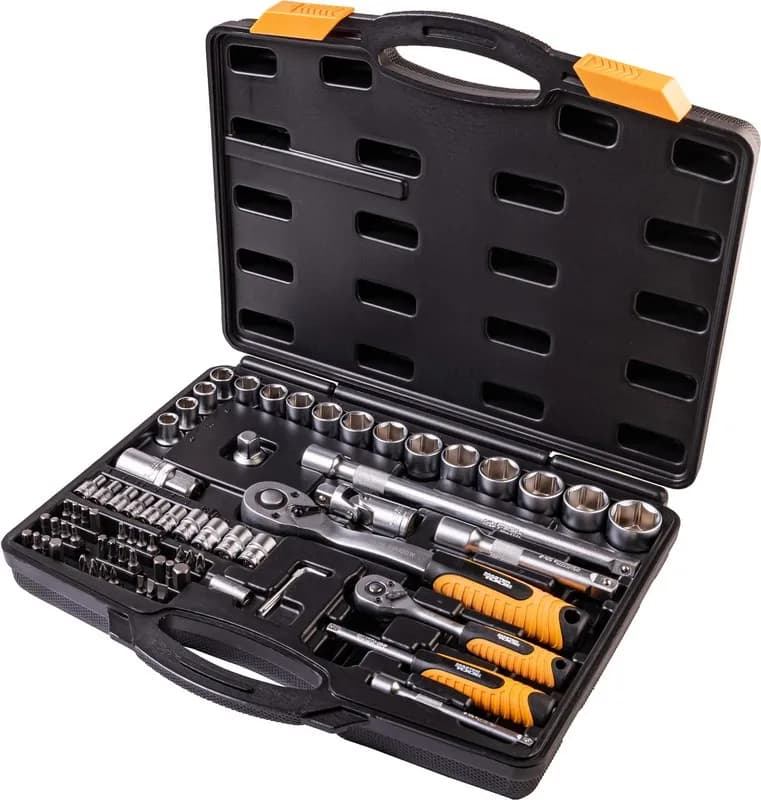 Набір інструментів MASTERTOOL PROFI ¼"&½" 72 шт 4-13 мм 10-27 мм CrV50BV30 протиударний кейс 78-5072-PF - зображення 1