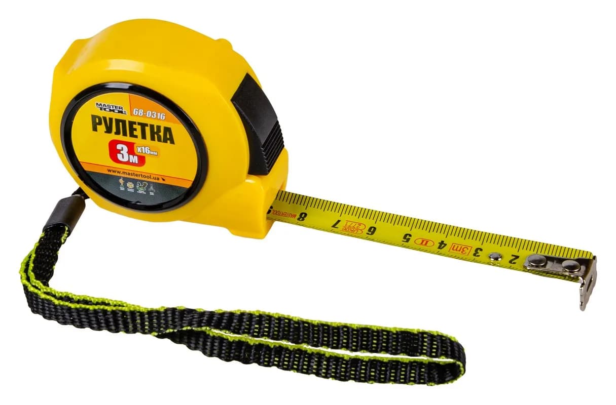Рулетка MASTERTOOL 3 м×16 мм автоматичний фіксатор полотна 68-0316 - зображення 1