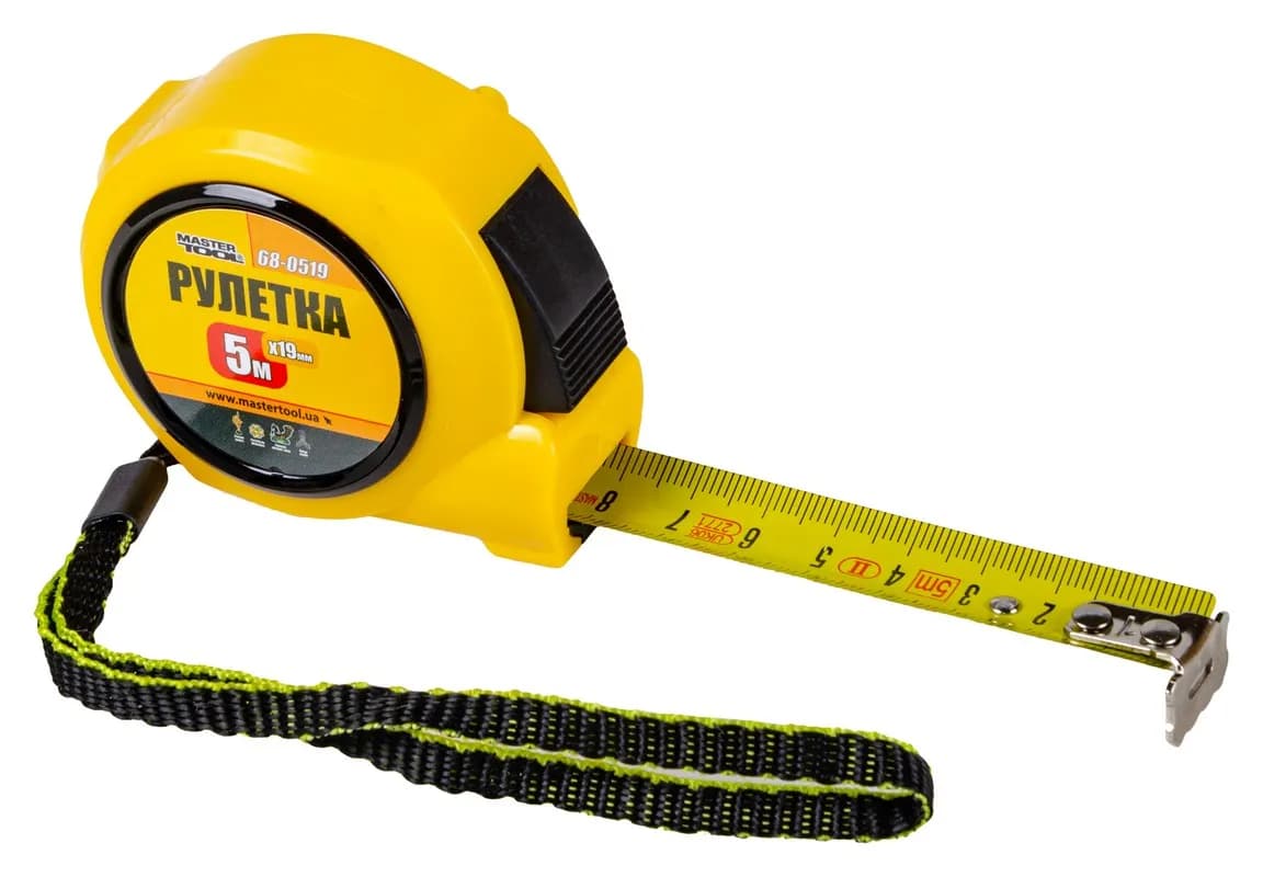 Рулетка MASTERTOOL 5 м×19 мм автоматичний фіксатор полотна 68-0519