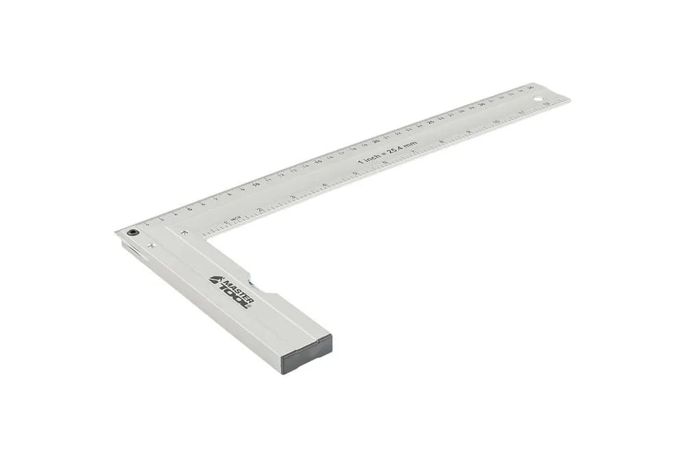 Кутник будівельний алюмінієвий MASTERTOOL 350 мм ручка Al з капсулою 0,5 мм/1м 30-4350 - зображення 1
