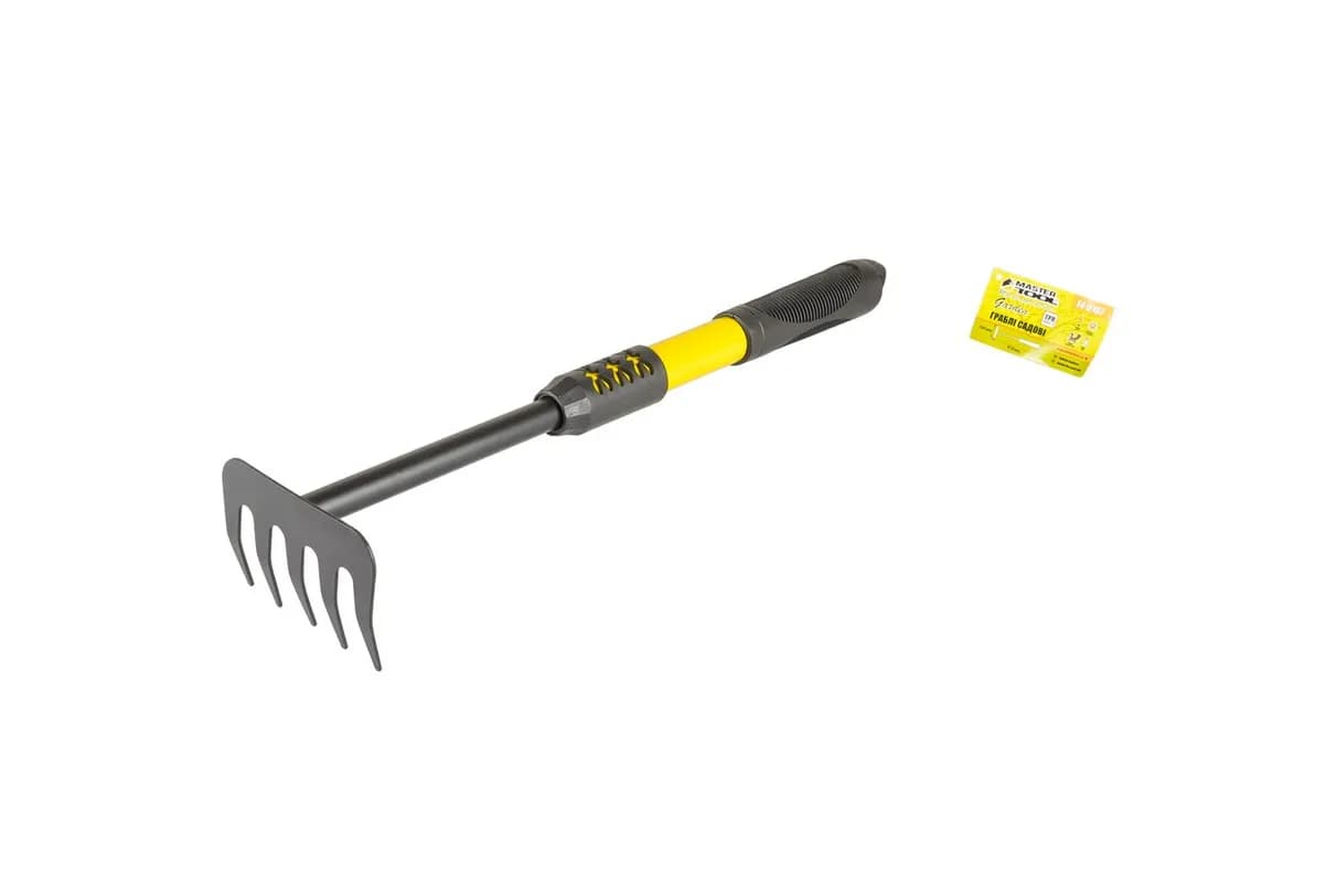 Граблі садові MASTERTOOL 5 зубів 410×100 мм з подовженою металевою ручкою 14-6167