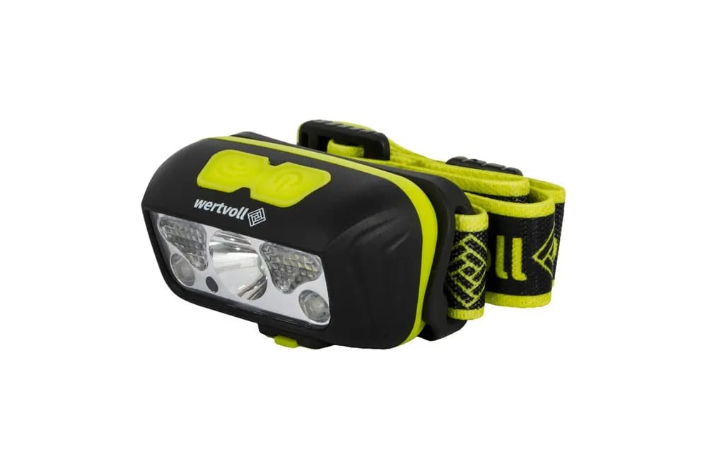 Ліхтар налобний WERTVOLL 7 режимів СREE LED/2xSMD LED/2xRED LED IP44 Li-pol 1200 mAh/t 7000 K/130 lum ABS 57х34х32мм RX-8014