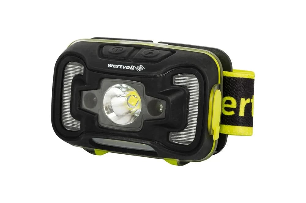Ліхтар налобний WERTVOLL 6 режимів датчик руху СREE LED/RED LED/COB LED IP65 Li-pol 1800 mAh/t 6500 K/260 lum ABS 70х46х38 мм RX-8015 - зображення 1