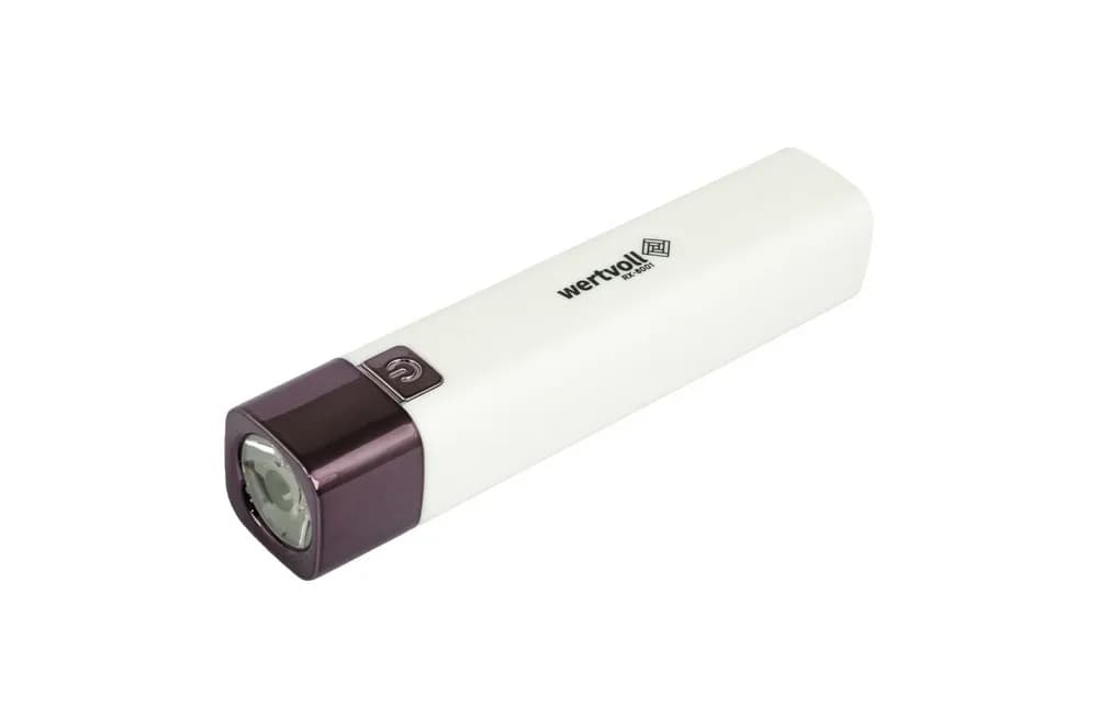 Ліхтар WERTVOLL 3 режими LED Li-ion 1200 mAh/t 7000 K/80 lum powerbank ABS 122х25 мм WHITE RX-8001 - зображення 1
