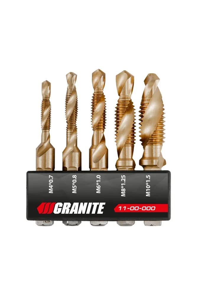 Набір свердел-мітчиків GRANITE HSS M4х0.7 мм/ M5х0.8 мм/ M6х1.0 мм/ M8х1.25 мм/ M10х1.5 мм DIN338 11-00-000 - зображення 1