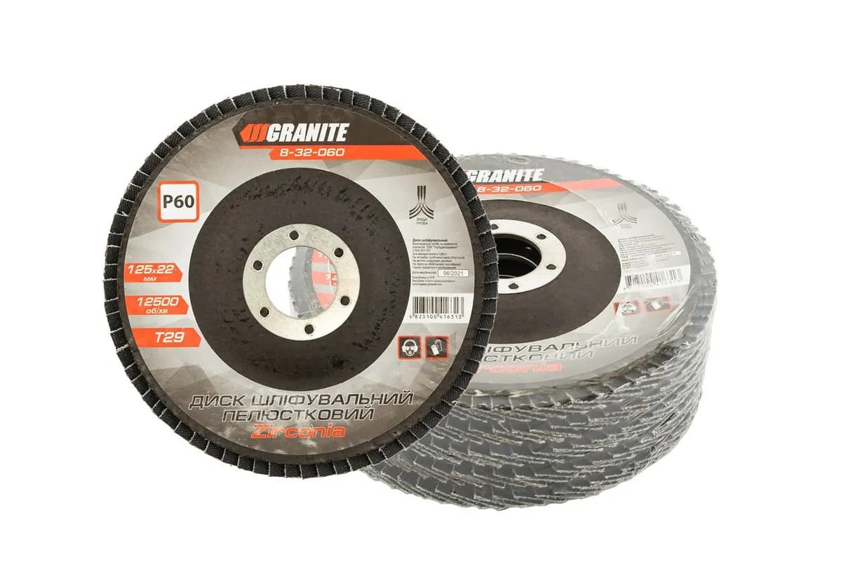 Диск шліфувальний пелюстковий конусний GRANITE ZIRCONIA Т29 зерно 60 125×22 мм 5 шт 8-32-060PC - зображення 1