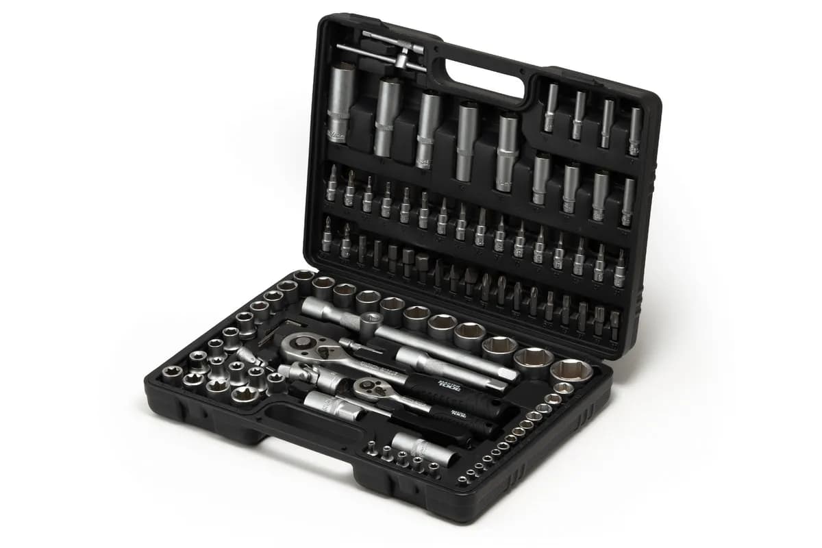 Набір головок 1/4" & 1/2" 4-14 мм / 10-32 мм CrV, тріскачка 24Т, 108 шт MASTERTOOL 78-7108 - зображення 1