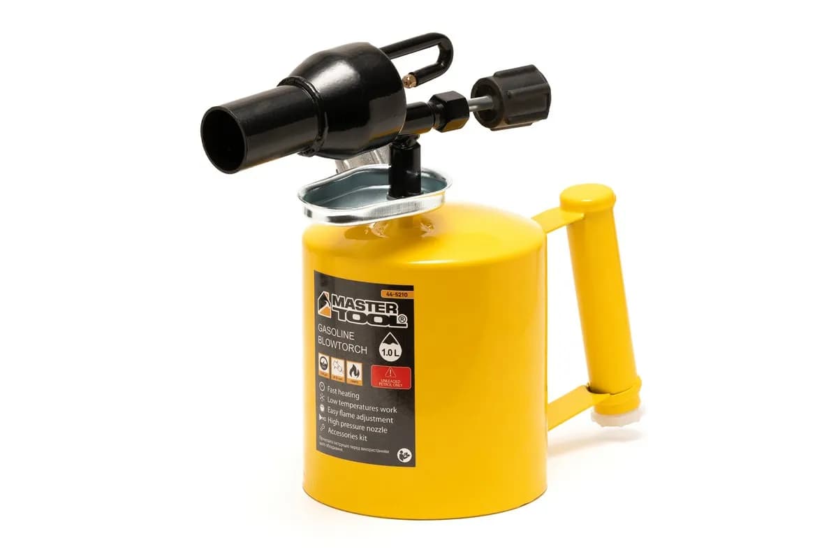 Лампа паяльна бензинова MASTERTOOL 1.0 л 1100°С 32 мм 1200 г/год 0.25 МПа 44-5210 - зображення 1