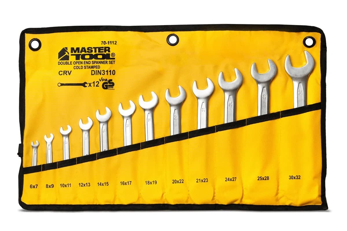 Ключі ріжкові MASTERTOOL COLD FORGED набір 12 шт (6–25/27/28/30/32 мм) 31CrV3 DIN 3110 у чохлі 70-1112 - зображення 1