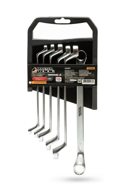 Ключі накидні MASTERTOOL COLD FORGED набір 6 шт (6–17 мм) 31CrV3 DIN 897 72-3206 - зображення 1