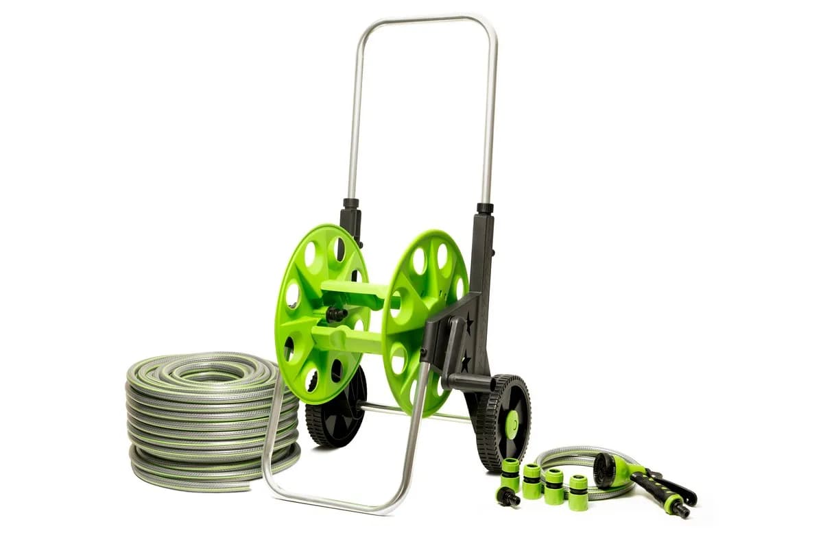 Котушка зі шлангом MASTERTOOL ½" 50 м з телескопічною ручкою на колесах 92-8800