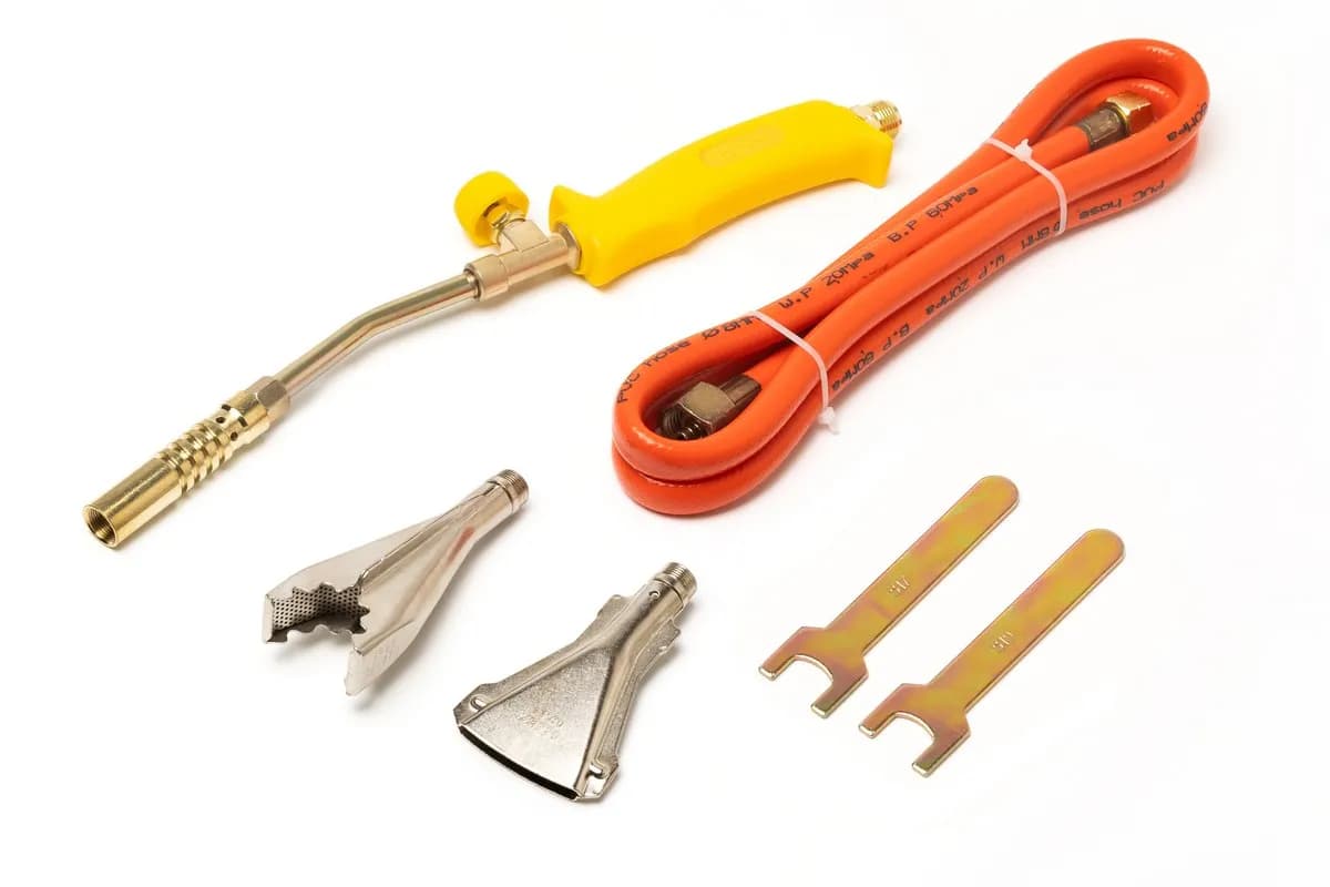 Пальник ручний газоповітряний MASTERTOOL з насадками Ø 17/22/40 мм 400 мм 157 г/год 2200 Вт 1300°C 44-5057 - зображення 1