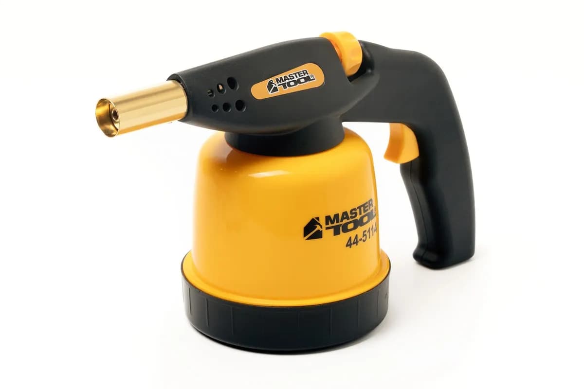 Лампа газова паяльна MASTERTOOL п'єзопідпал Ø 20 мм/1300°С 1.3 кВт 94.6 г/год 44-5114 - зображення 1