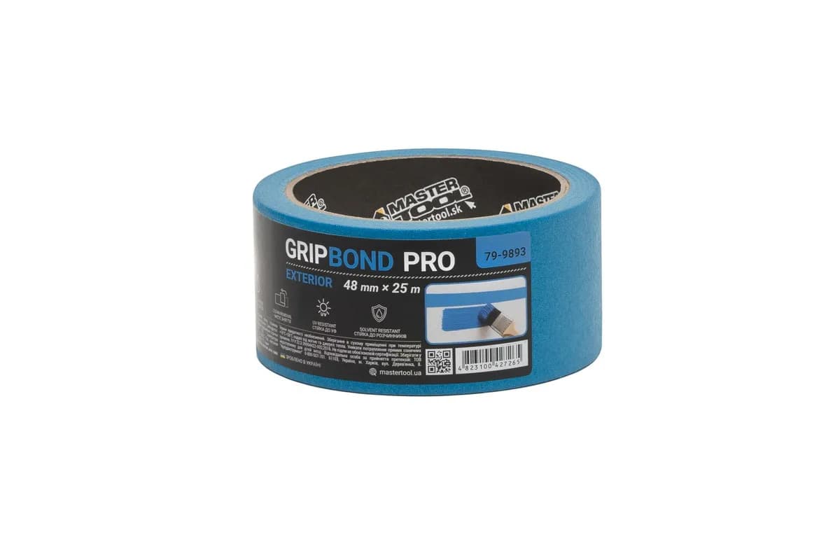 Стрічка малярна для фасадних робіт MASTERTOOL GripBond Pro Exterior 48 мм×25 м синя 79-9893 - зображення 1