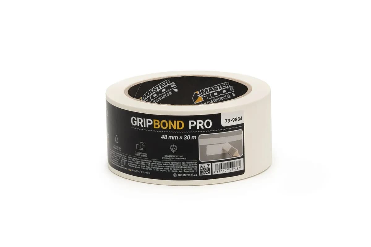 Стрічка малярна універсальна MASTERTOOL GripBond Pro 48 мм×30 м біла 79-9884 - зображення 1