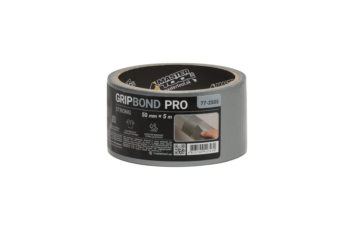 Стрічка армована MASTERTOOL GripBond Pro Strong t 70°C 50 мм×5 м сіра 77-2505 - зображення 1