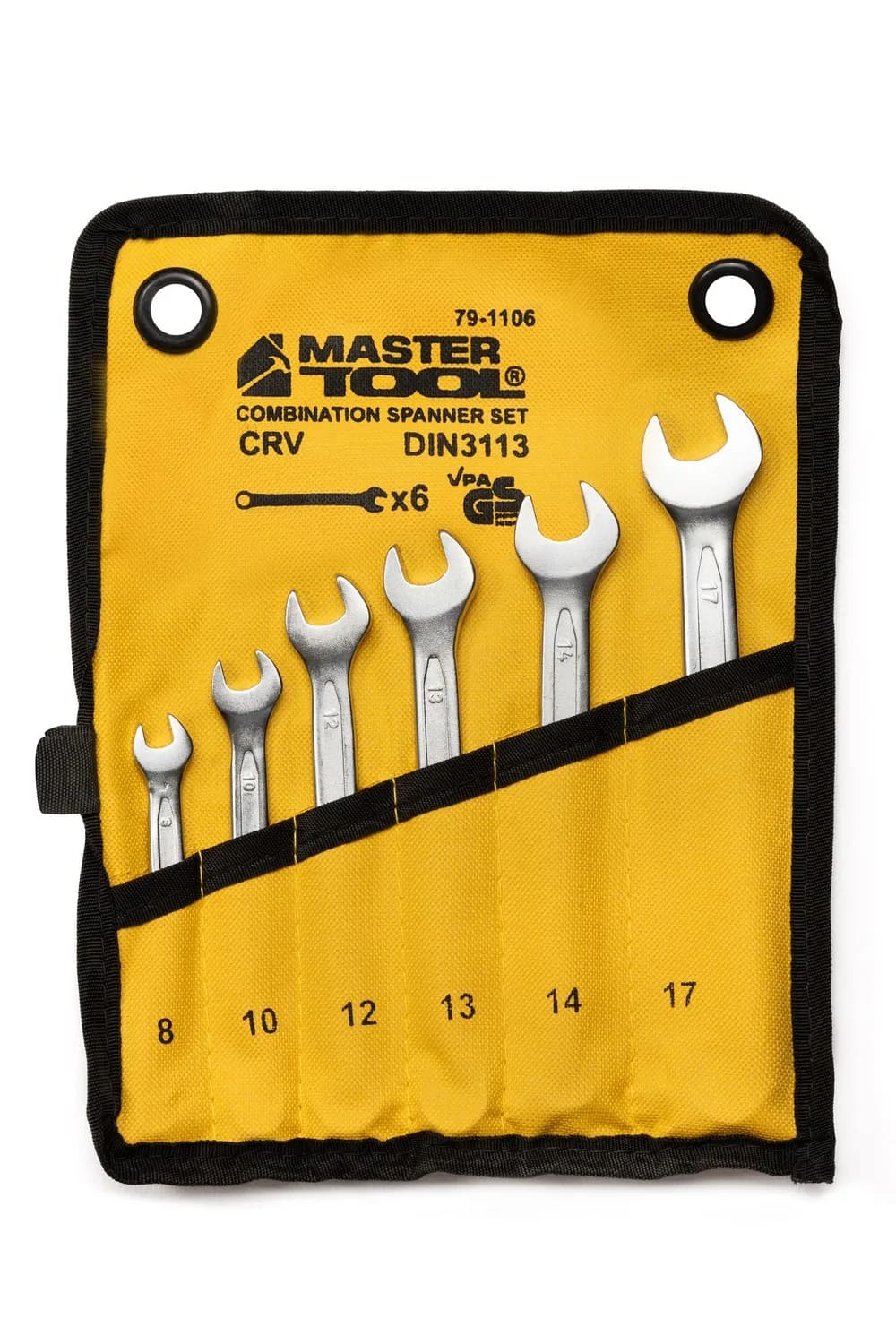 Ключі комбіновані MASTERTOOL COLD FORGED набір 6 шт (8/10/12/13/14/17 мм) 31CrV3 DIN 3113 у чохлі 72-1106