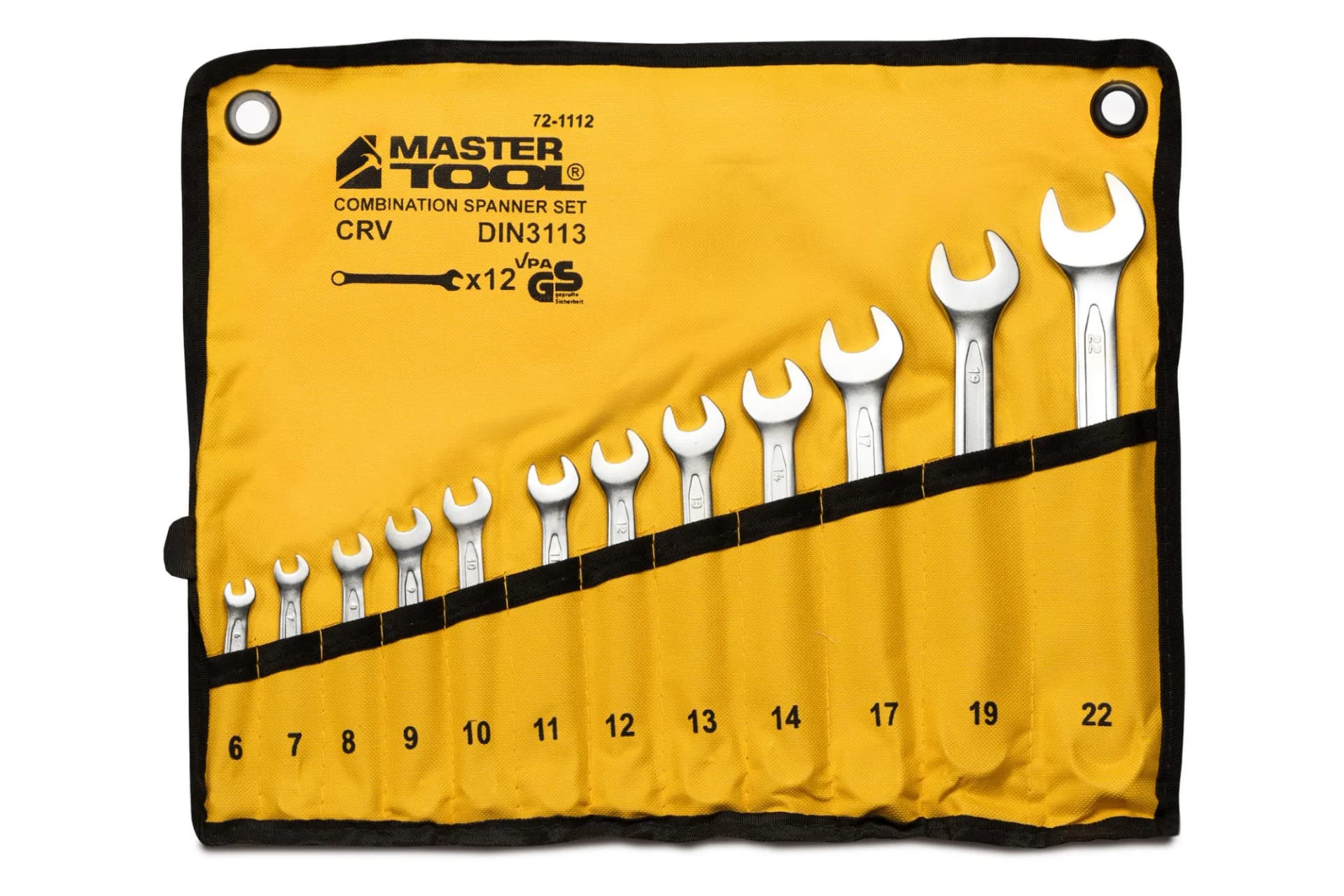 Ключі комбіновані MASTERTOOL COLD FORGED набір 12 шт (6–14/17/19/22 мм) 31CrV3 DIN 3113 у чохлі 72-1112 - зображення 1