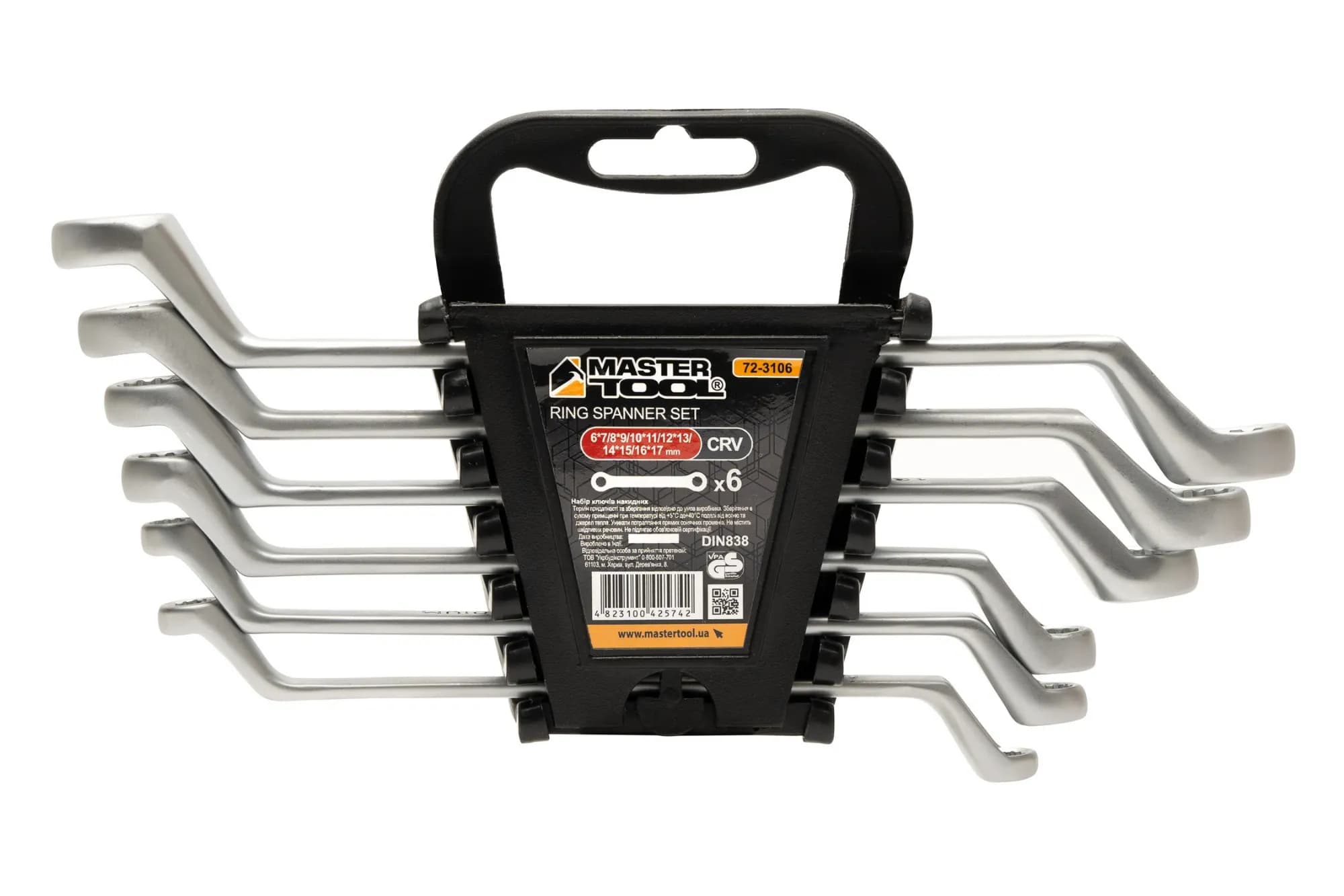 Ключі накидні MASTERTOOL SATIN FINISH набір 6 шт (6–17 мм) CrV DIN 838 72-3106